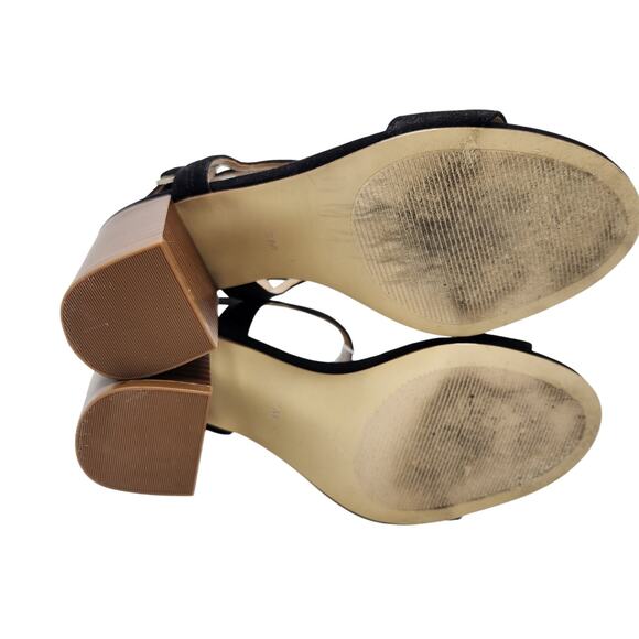 Loft Faux Suede Block Heels Sandal Adjustable Ankle Strap Black Size 7 M - Picture 10 of 12